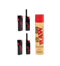 Load image into Gallery viewer, RAW Refined Lighter Fuel Premium Butane Gas ( 300 ML ) + Raw Extendo Lighter + Raw Phoenix Lighter