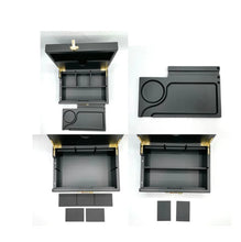 Load image into Gallery viewer, Black Color Premium large bamboo stash box with combination lock and removable sliding tray + aluminum 2.5” grinder + glass jar + tin cone holder