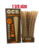 Load image into Gallery viewer, OCB unbleached 1 1/4 size pre rolled cone (50, 100, 200, 300, 400, 500)cones + raw 1 1/4 lean size loader kit