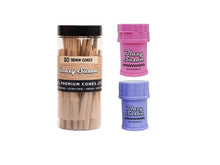 Load image into Gallery viewer, Blazy Susan unbleached 98 size pre rolled cone (50 jar) + Blazy Susan mini 4-piece herb saver grinder
