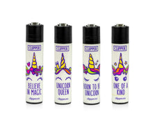 Load image into Gallery viewer, Clipper refillable unicorn collection lighters 4 pack