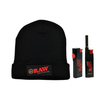 Load image into Gallery viewer, RAW black beanie + raw phoenix lighter + raw extendo lighter