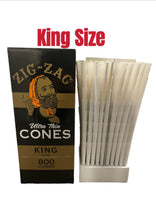 Load image into Gallery viewer, Zig zag ultra thin KING size pre rolled cone 50/100/200 cones + raw king size cone loader kit