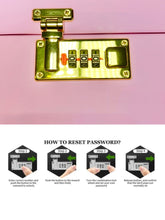 Load image into Gallery viewer, Pink Premium large bamboo stash box with combination lock and removable sliding tray + aluminum 2.5” grinder + glass jar + tin cone holder