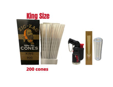 Load image into Gallery viewer, Zig Zag Ultra Thin King Size cone pre rolled (50, 100, 200, 300, 400, 500) + Raw refillable torch lighter + Cone Glass Holder Tip