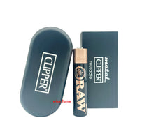 Load image into Gallery viewer, Raw Clipper Metal Lighter Rose Gold Black + Clipper Mex Skulls Metal Lighter