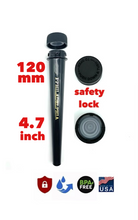 Load image into Gallery viewer, Raw black classic 1 1/4 size pre rolled cone with tip 50pk | 100pk | 200pk | 300pk |+ Philadelphia smell proof tube + Glass cone holder tip