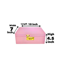 Load image into Gallery viewer, Pink Premium large bamboo stash box with combination lock and removable sliding tray + aluminum 2.5” grinder + glass jar + tin cone holder