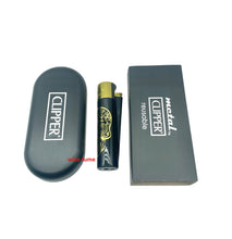 Load image into Gallery viewer, Raw Clipper Metal Lighter Black Color + Clipper Mex Skulls Metal Lighter Gold Color