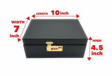 Load image into Gallery viewer, Premium large bamboo stash box with combination lock and removable sliding tray + torch lighter + aluminum 2.5” grinder + glass jar