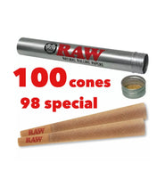 Load image into Gallery viewer, RAW classic 98 special size cone with tip(100 packs)+raw aluminum cigar tube