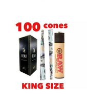 Load image into Gallery viewer, benji $100 bill pre rolled cone w tip king size(200pk, 100pk, 50pk)+raw clipper lighter