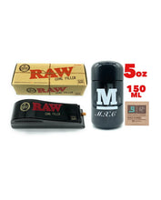 Load image into Gallery viewer, Raw 1 1/4 size cone Shooter filler +M glass herb jar UV smell proof+boveda