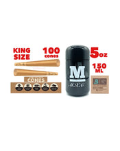 Load image into Gallery viewer, Zig Zag King size Unbleached Cone(200pk, 100pk,50pk)+M glass herb jar UV smell proof+boveda