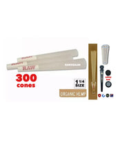 Load image into Gallery viewer, RAW cone organic hemp 1 1/4 size cone(100pk, 200pk, 300pk & 500pk) + tube+glass tip