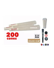 Load image into Gallery viewer, RAW cone organic hemp 1 1/4 size cone(100pk, 200pk, 300pk & 500pk) + tube+glass tip