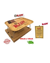 Load image into Gallery viewer, RAW Metal Rolling Tray XXL LARGE with folding leg 20x15 Inch. With certificates