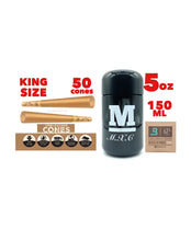 Load image into Gallery viewer, Zig Zag King size Unbleached Cone(200pk, 100pk,50pk)+M glass herb jar UV smell proof+boveda