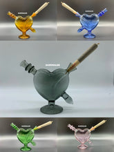 Load image into Gallery viewer, fashion glass pink heart water cone bubbler pipe fit for raw zig zag cone