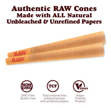 Load image into Gallery viewer, RAW Classic 98 special Size Pre-Rolled Cone (50, 100, 200, 300, 400, 500)+ glass cone tip+doob tube