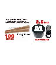 Load image into Gallery viewer, RAW classic king Size Cone + raw aluminum large 2.5inch grinder