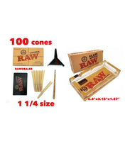 Load image into Gallery viewer, raw 1 1/4 size pre rolled cone(100 pack)+raw cone loader+ raw glass ashtray