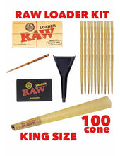 Load image into Gallery viewer, raw rolling metal tray(FOREST)large+raw king size cone(100 pack)+cone loader kit
