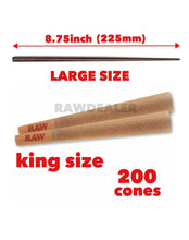 Load image into Gallery viewer, RAW cone Classic King Size cone (200 Pk) +large wooden poker