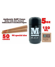 Load image into Gallery viewer, RAW classic 98 special size Cone (200pk, 100pk, 50pk))+M glass herb jar UV smell proof+boveda