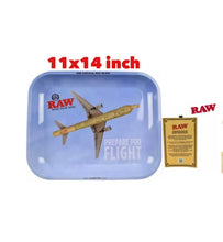 Load image into Gallery viewer, RAW large rolling metal tray 11”x14”(flight )+bamboo large stash handmade box