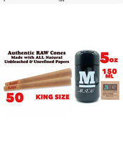 Load image into Gallery viewer, RAW classic king Size Cone (200pk, 100pk, 50pk)+M glass herb stash jar UV smell proof+boveda