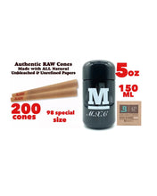 Load image into Gallery viewer, RAW classic 98 special size Cone (200pk, 100pk, 50pk))+M glass herb jar UV smell proof+boveda