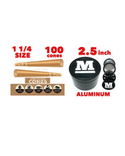 Load image into Gallery viewer, Zig Zag 1 1/4 size Unbleached Cone+aluminum large size 2.5 inch grinder