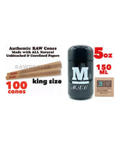 Load image into Gallery viewer, RAW classic king Size Cone (200pk, 100pk, 50pk)+M glass herb stash jar UV smell proof+boveda