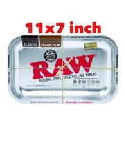 Load image into Gallery viewer, RAW rolling metal tray 11”x7”(SILVER )+cone filler herb grinder storage 3 in 1