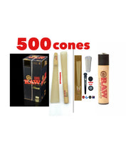 Load image into Gallery viewer, RAW BLACK 1 1/4 size cone(500PK, 300pk, 200pk & 100pk) +raw clipper lighter+glass cone tip+phily tube