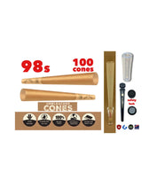 Load image into Gallery viewer, Zig Zag 98 s size Unbleached Cone (100Pack)+safety lock tube+glass cone tip