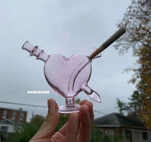 Load image into Gallery viewer, fashion glass pink heart water cone bubbler pipe fit for raw zig zag cone