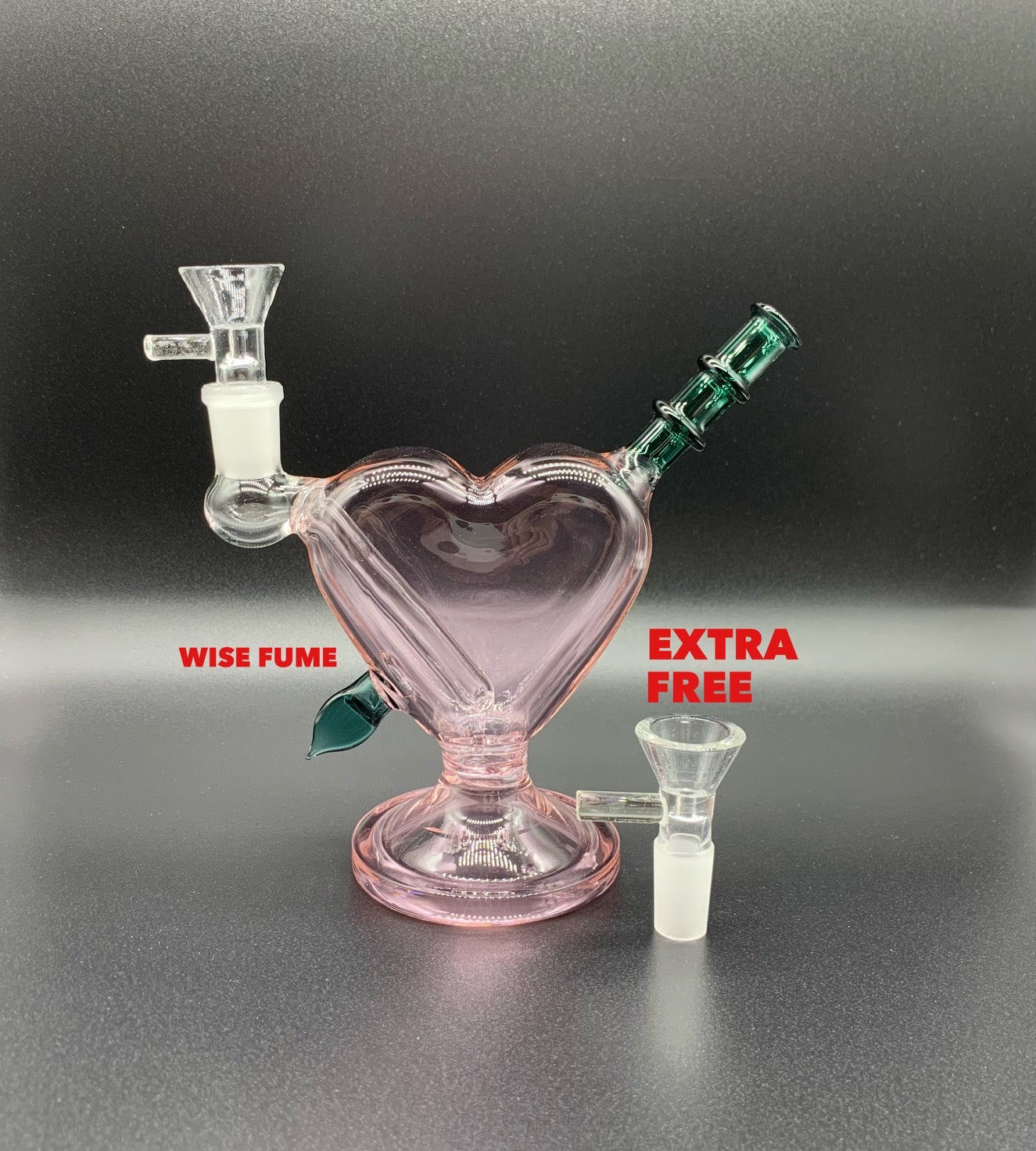 Bong In Vetro Rosa Con Cuore - Pipe Ad Acqua Con Diffusore E Fornello A Cuore