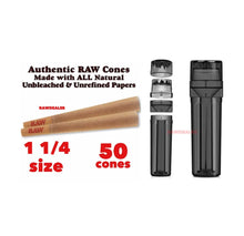 Load image into Gallery viewer, RAW 1 1/4 Size classic Cone + cone filler herb grinder storage 3 in 1