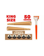 Load image into Gallery viewer, Zig Zag KING size Unbleached pre rolled Cone (200pk, 100pk, 50pk) +cone loader filler maker