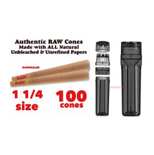 Load image into Gallery viewer, RAW 1 1/4 Size classic Cone + cone filler herb grinder storage 3 in 1