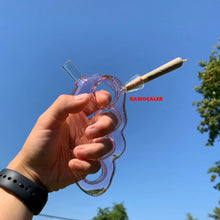 Load image into Gallery viewer, Glass pink Knuckle cone Bubbler cone holder fit for raw zig zag elements cone