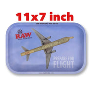 Load image into Gallery viewer, RAW rolling metal tray 11”x7”(FLIGHT)+cone filler herb grinder storage 3 in 1