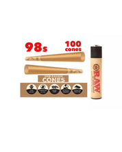 Load image into Gallery viewer, Zig Zag 98 s size Unbleached Cone (200 PK, 100Pack)+clipper raw lighter