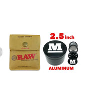 Load image into Gallery viewer, raw pocket ashtray + aluminum 2.5inch large herb grinder