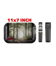 Load image into Gallery viewer, RAW rolling metal tray 11”x7”(forest )+cone filler herb grinder storage 3 in 1