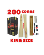 Load image into Gallery viewer, RAW BLACK king size cone(300pk, 200pk, 100pk, 50pk)+glass cone tip+phily tube