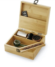 Load image into Gallery viewer, RAW large rolling metal tray 11”x14”(flight )+bamboo large stash handmade box