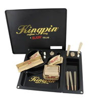 Load image into Gallery viewer, Kingpin X RAW Collab Mafioso Rolling Tray + M glass jar uv smell proof+boveda